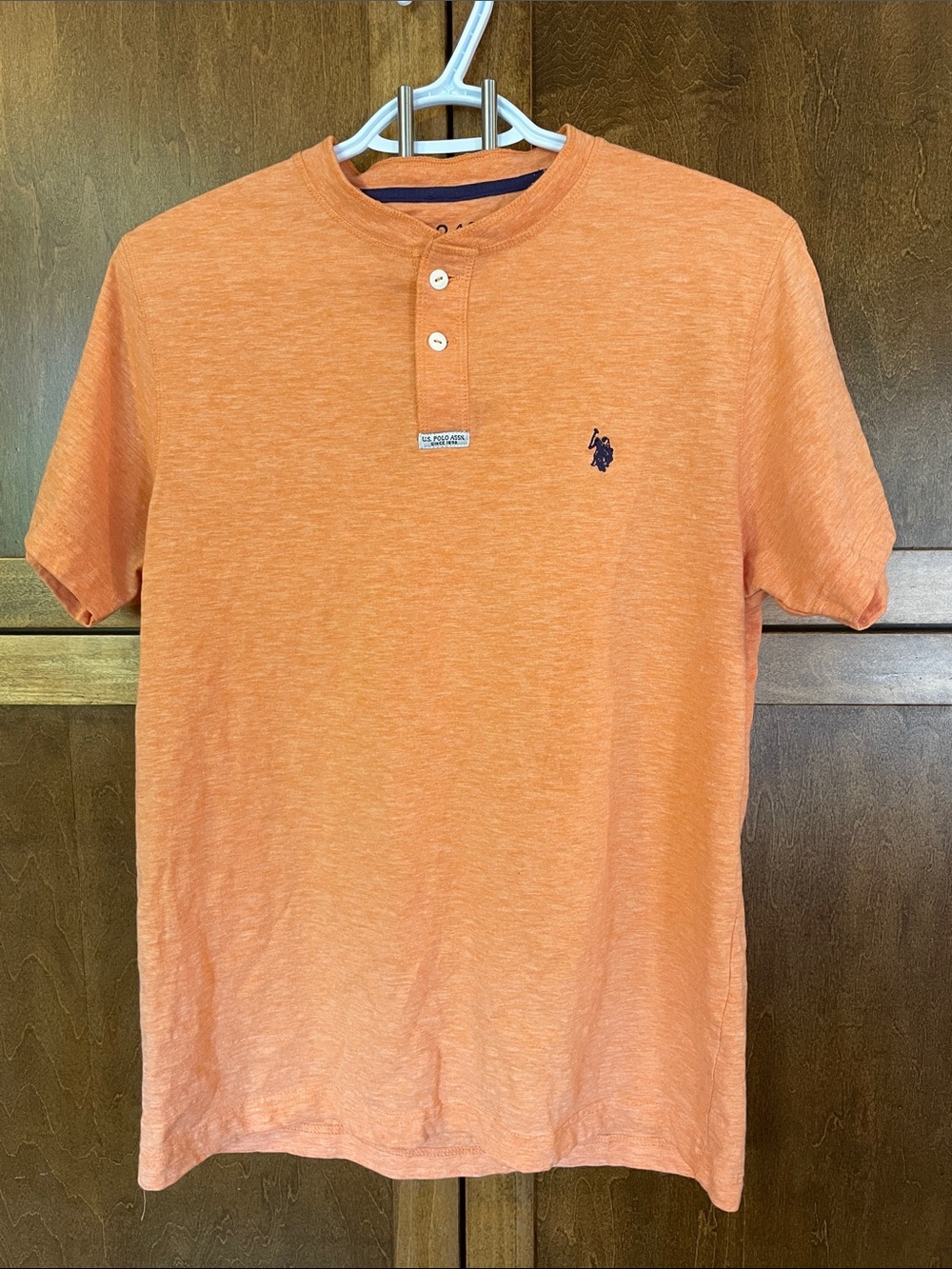 U.S. Polo Assn. Orange Short Sleeve Henley Tee